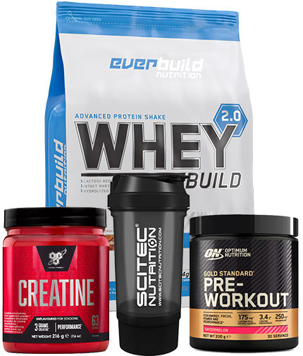 PROMO STACK EVERBUILD Whey Build + Creatne + Pre Workout + Shaker
